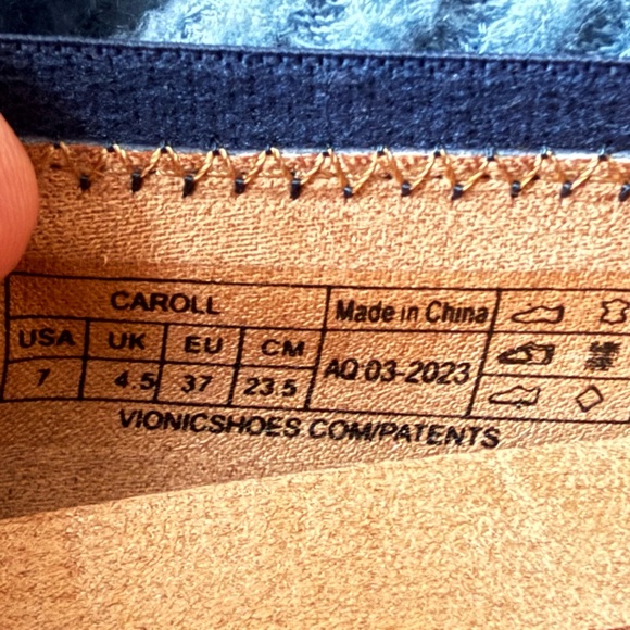 Vionic Preppy Navy Blue Leather Ballet Flats Career Wear Orthotic Ssz 7 M - Picture 9 of 10